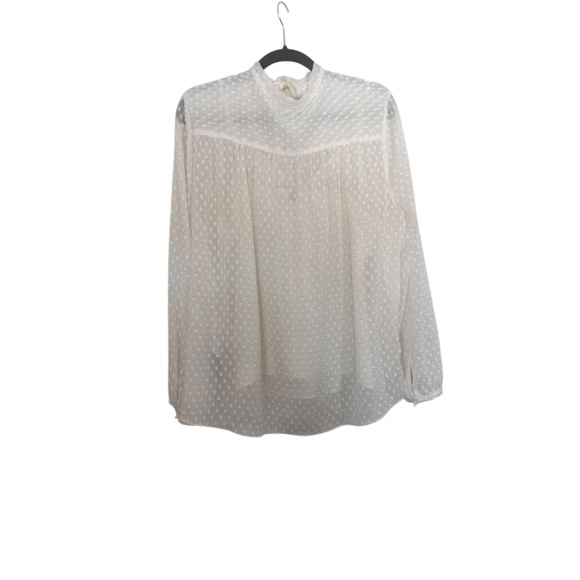 NYDJ Sheer White Swiss Dot Tie-Neck Blouse with Tank | Size Large | EUC - Picture 3 of 7